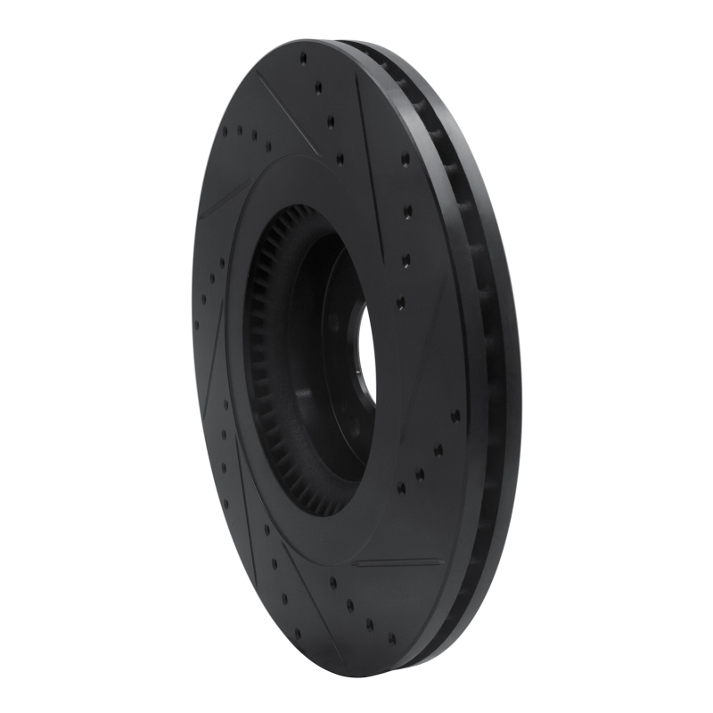 Genesis G80 Brake Rotor (1) - Front Left - R1 Concepts - Drilled & Slotted - Black - `12-`17